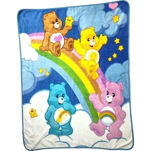 Care Bears Fleece Throw Blanket Rainbow Slide Clouds Soft Kids‎ 50x60 Baby